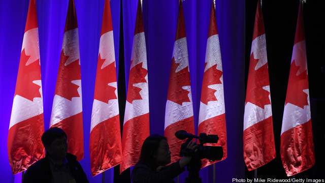 Prime Minister Harper And Supporters Await Election Results